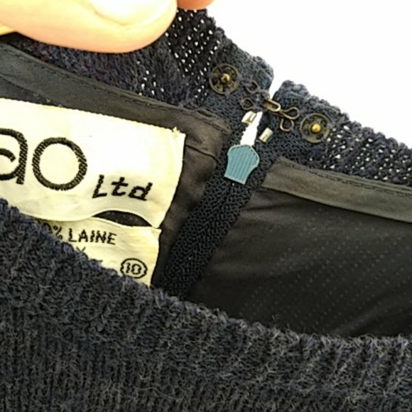 Vintage fully lined wool blue dress - Picture 5 of 7